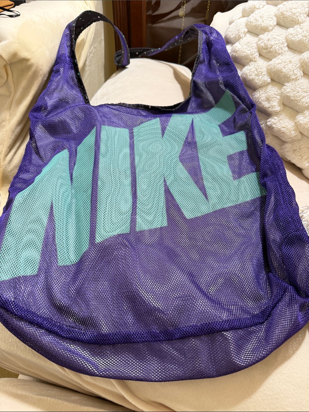 Nike Purple Mesh Tote with Teal Logo